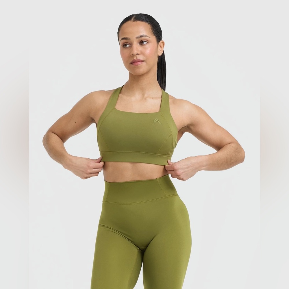 Oner Active 
Timeless Wide Strap Sports Bra | Olive Green - M